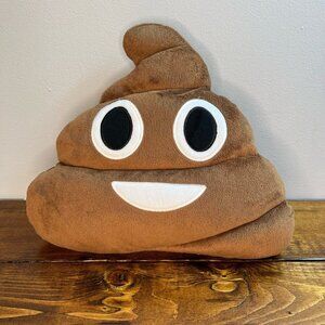 Poop Face Emoji Pillow Plush Stuffed Brown White smile